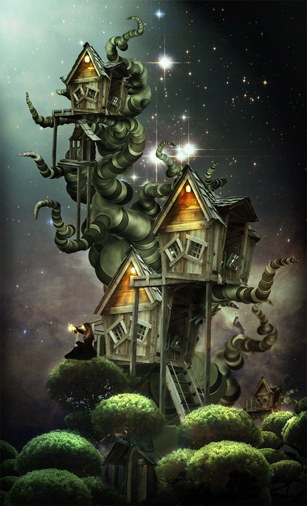 19.  Create an Amazing Surreal-Style Tree-house in Photoshop