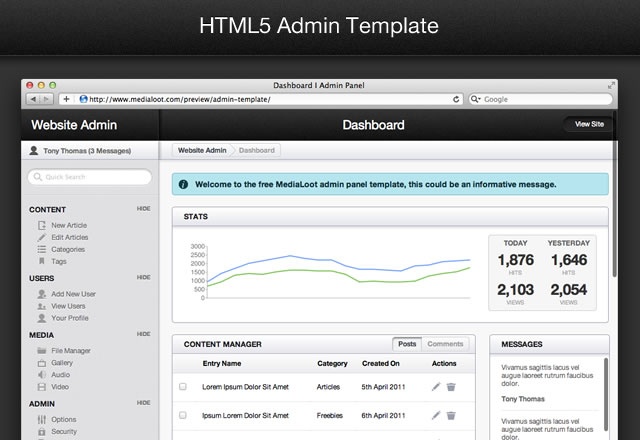 3. HTML5 Admin Template