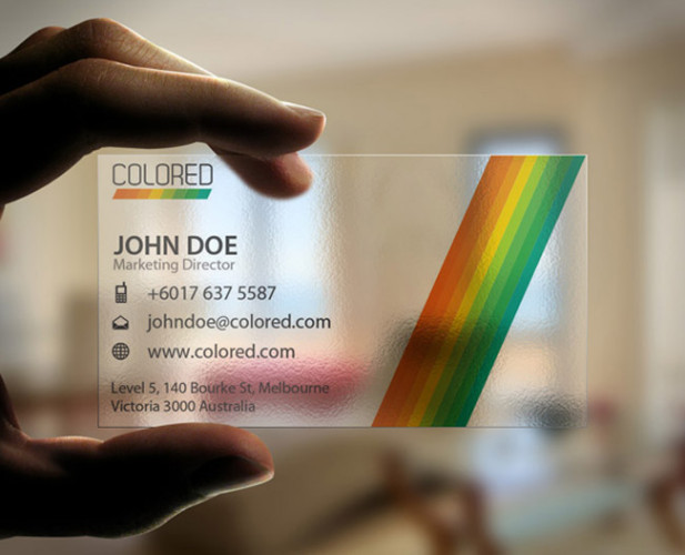 44. Transparent Colored Business Card Design