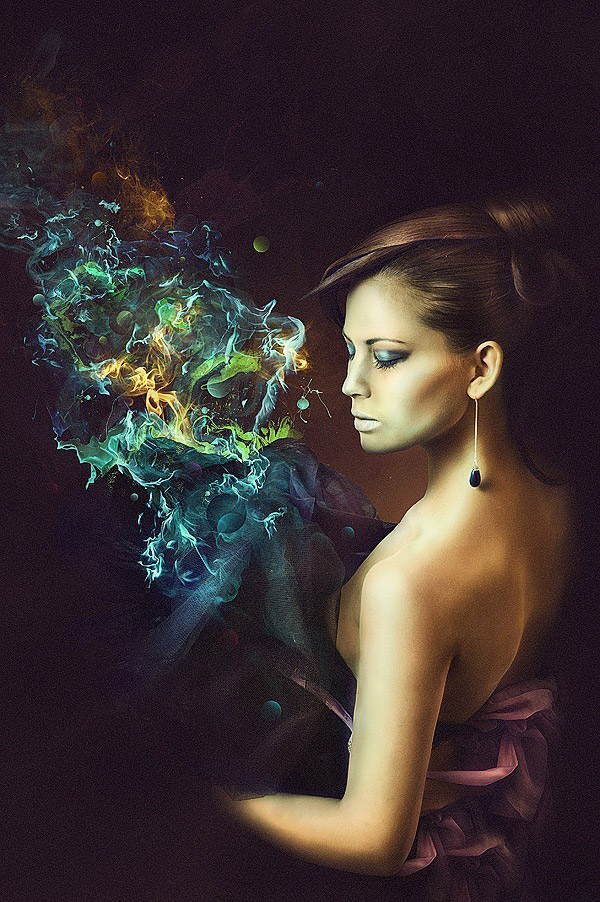 9. Create this Amazing Fashion Photo Manipulation with Abstract Smoke and Light Effects