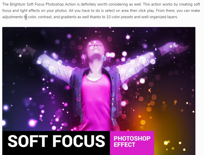 Brightum Soft Focus Photoshop Action
