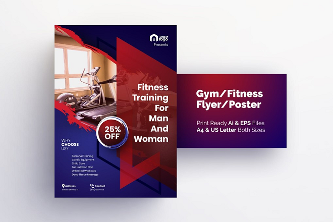 Fitness Training for Men & Women – Gym Flyer